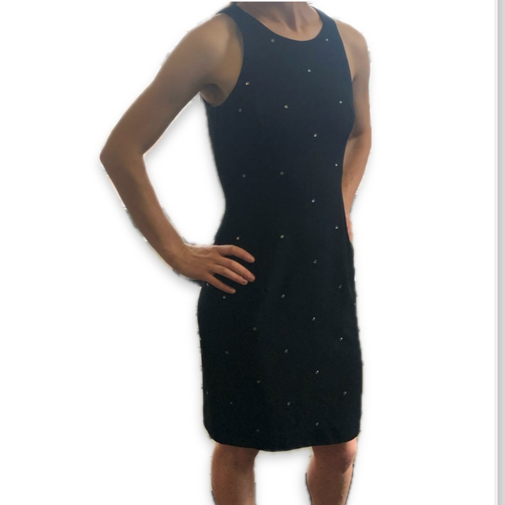 Vintage ‘90s black rhinestoned midi dress, size 4